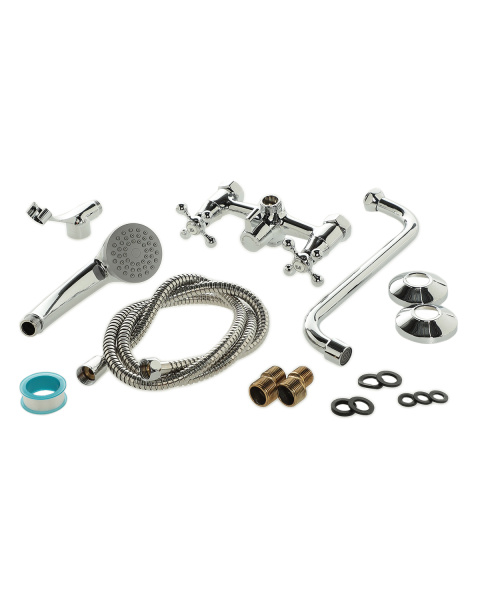 Смеситель для ванны двухвентильный универсальный с душевым набором Orange Classic Pro M72-222cr хром